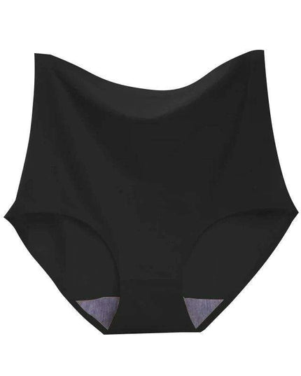 Chic Plus Size High Waist Ice Silk Seamless Briefs for Women - Shaping Underwear with Abdomen and Hip Enhancing Features
