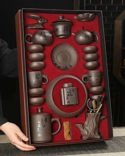 Timeless Charm: 18-Piece Purple Sand Tea Set for the Sophisticated Tea Lover