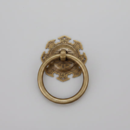Brass No-Drill Drawer Pull Small Vintage Circle Ring Handle for Furnit
