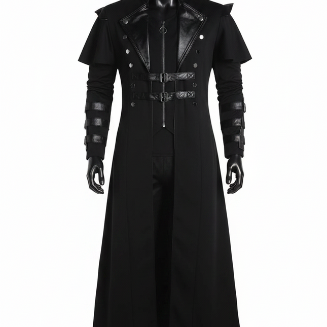 LISDINO1 Men's Gothic Steampunk Pirate Costume - Black Long Jacket & A