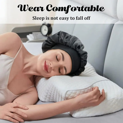 Women Satin Bonnet Hair Bonnet for Sleeping Hair Care Silk Bonnets Solid Wide-brimmed Sleeping Hat with Elastic Soft Band women-satin-bonnet-hair-bonnet-for-sleeping-hair-care-silk-bonnets-solid-wide-brimmed-sleeping-hat-with-elastic-soft-band
