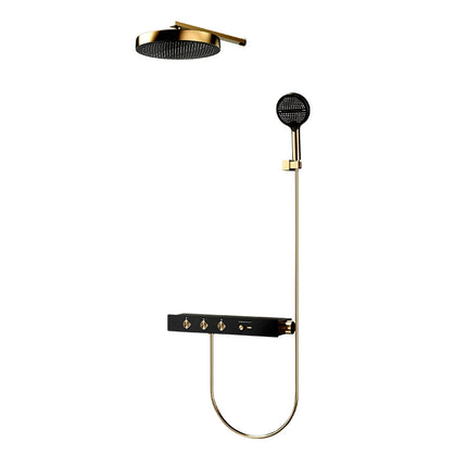 VGX Luxury Concealed Shower System Set with Brass Rainfall Head & Gold