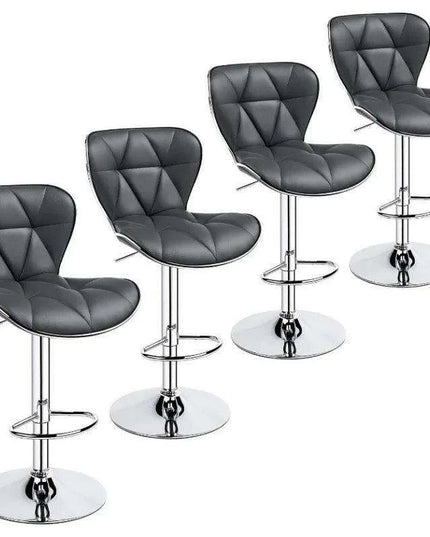 Set of 4 Retro Brown Adjustable Swivel Bar Stools with Shell Back