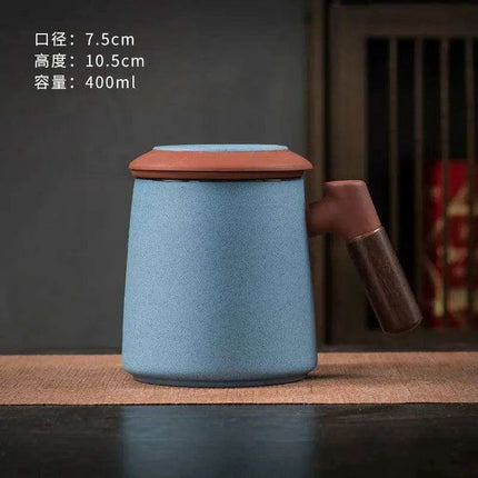 Sophisticated Purple Clay Travel Tea Mug Set with Infuser and Lid - 400ml for Office and Leisure