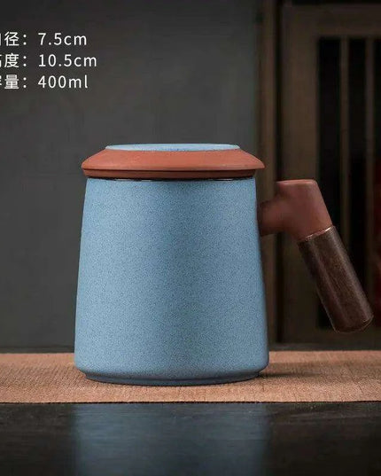 Sophisticated Purple Clay Travel Tea Mug Set with Infuser and Lid - 400ml for Office and Leisure