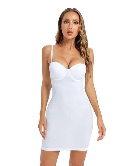 Chic Empire Waist Underwire Slip Dress in Black & Nude