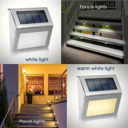 PT Gow Solar Powered LED Deck Lights - Stainless Steel, Waterproof, 12