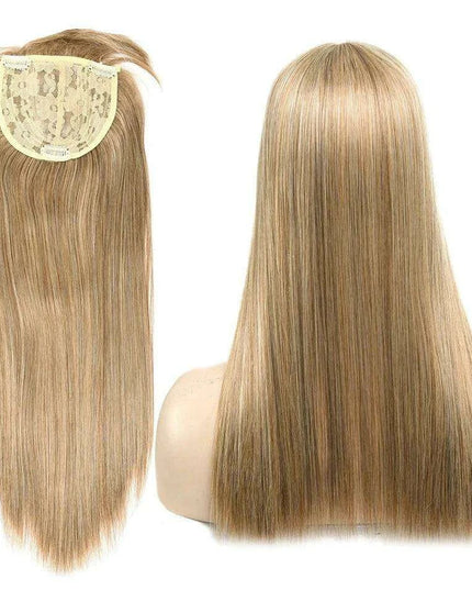 17-Inch Clip-In Synthetic Hair Topper with Silk Base and Bangs for Women