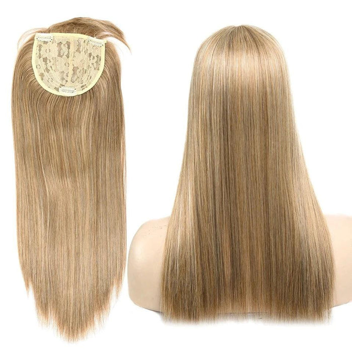 17-Inch Clip-In Synthetic Hair Topper with Silk Base and Bangs for Women