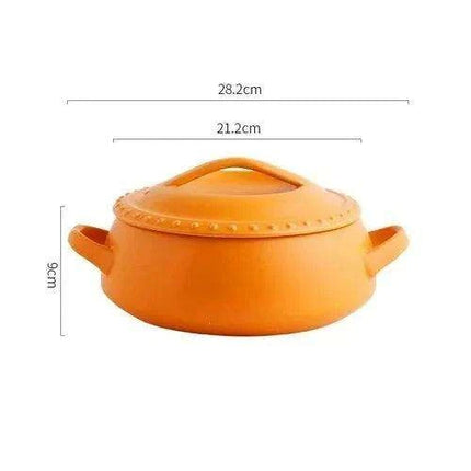 Elegant Orange Nordic Ceramic Casserole with Dual Handles for Gourmet Cuisine