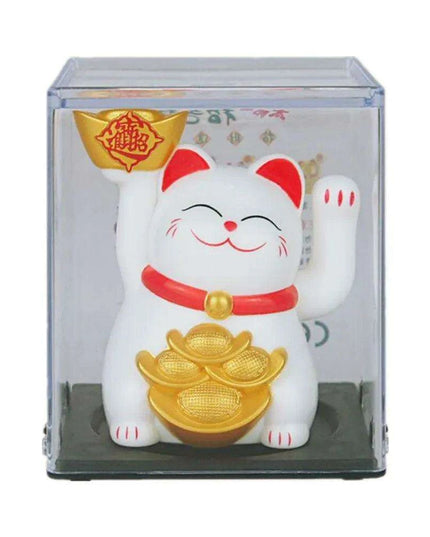 Solar-Powered Waving Lucky Cat Figurine - A Symbol of Joy and Good Fortune