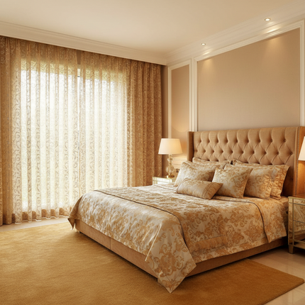 Luxury Floral Jacquard Eyelet Curtain – Tulle Sheer Panel