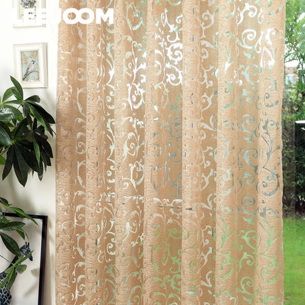 Luxury Floral Jacquard Eyelet Curtain – Tulle Sheer Panel