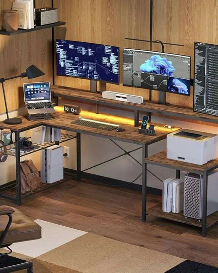 71.5" LED-Enhanced Smart Desk with RGB Lighting and Integrated Power Ports - Stylish Office Solution