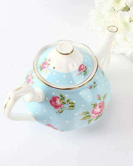 Floral Elegance Bone China Teapot - Luxurious 1000ML Capacity for Tea and Coffee