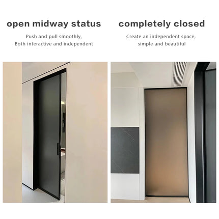 Push-To-Open Soft-Close Pocket Door Hardware — Concealed Overhead Sliding System, Wood & Glass