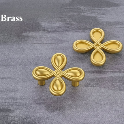 Solid Brass Four-Leaf Clover Drawer Pull Modern Gold Cabinet Handle fo
