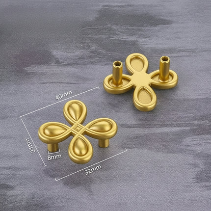 Solid Brass Four-Leaf Clover Drawer Pull Modern Gold Cabinet Handle fo