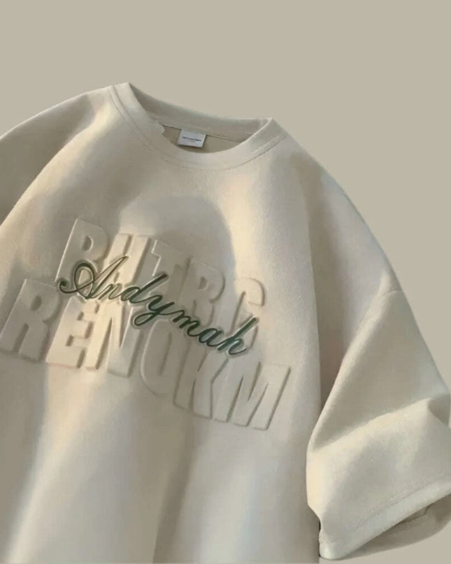 Chic Summer Heavy Suede Loose-Fit T-Shirt for Men and Women with 3D Letter Design - Trendy Y2K Style