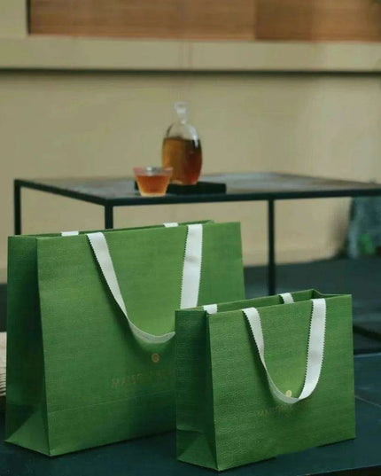 Luxurious Gold Foil Stamped Green Matte Gift Bags - Pack of 500