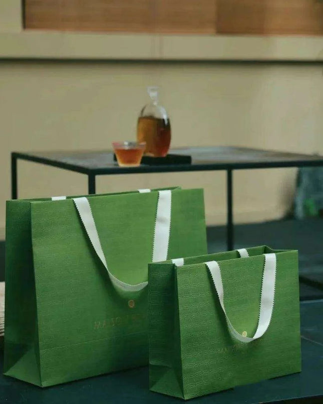 Luxurious Gold Foil Stamped Green Matte Gift Bags - Pack of 500