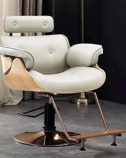 Chic Walnut Leather Adjustable Salon Styling Chair