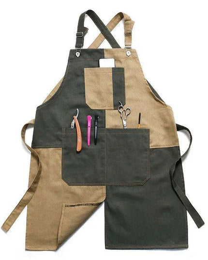 Chic Waterproof Apron for Culinary and Gardening Mastery - Adjustable Cotton-Linen Blend
