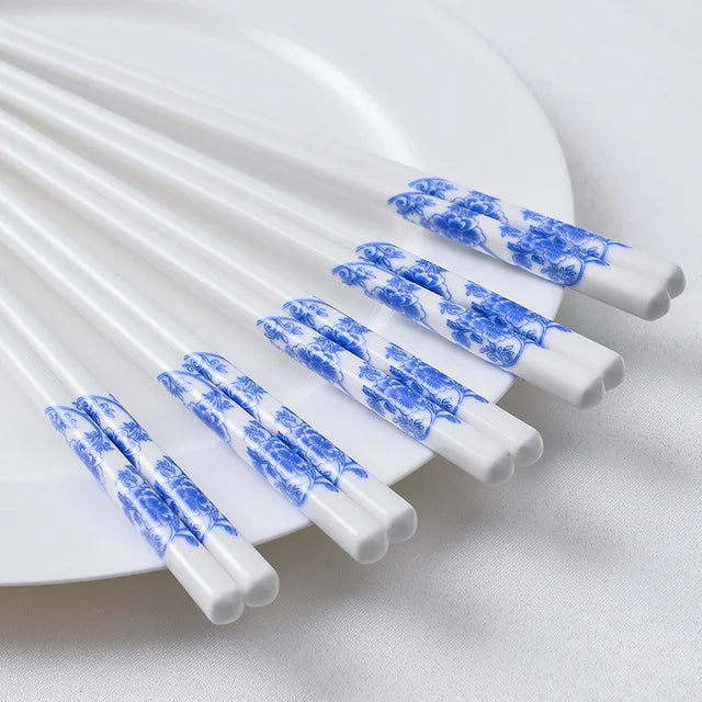 5-Pair Set Japanese Style Ceramic Chopsticks - Bone Porcelain