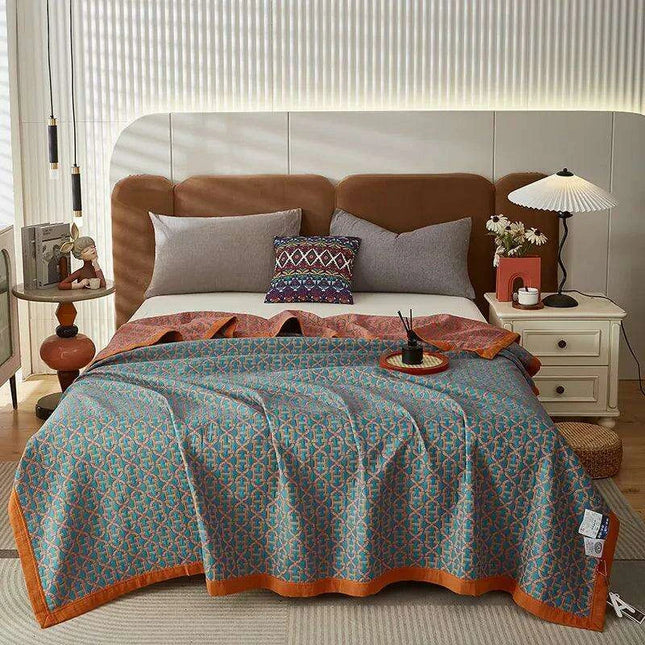 Dreamy Cotton Jacquard Blanket Set - Perfect All-Season Comfort and Style