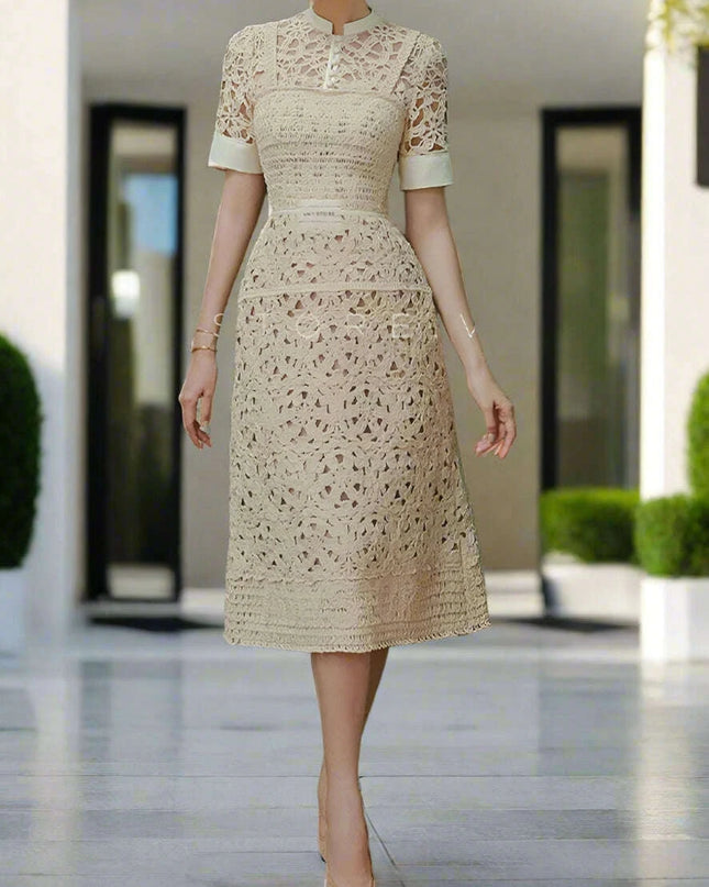 High Waist Lace Floral Evening Gown for Women