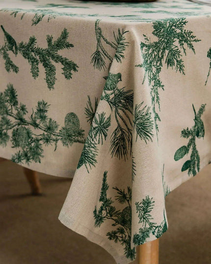Sophisticated Pine Cone Design Cotton Linen Table Cover for Dining and Kitchen