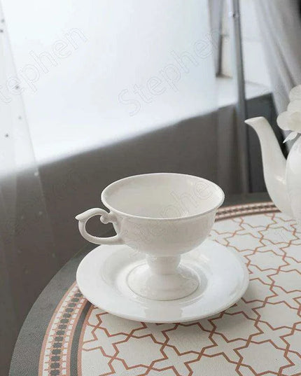 Elegant French Medieval Bone China Tea Cup and Saucer Set