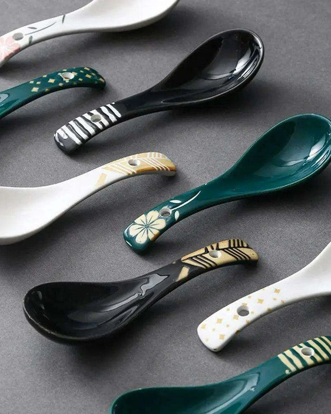 Artisan Handcrafted Japanese Ceramic Soup Spoon for Sophisticated Dining