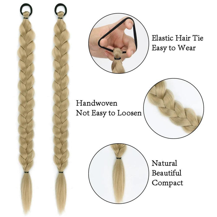 Chic Transformation: 24-Inch Long Twist Braid Ponytail Extensions for Effortless Elegance