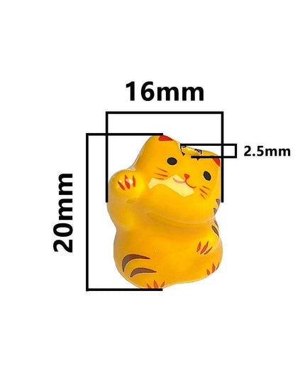 Charming Anime-Inspired Lucky Cat Ceramic Beads for Creative Jewelry Projects - 15x21mm Porcelain Essentials with Vertical Hole