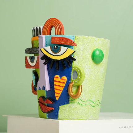 2025 New Creative Human Face Head Mask Sculpture Vase Art Resin Half-L