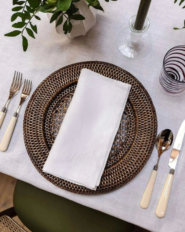 Custom Embroidered Linen Napkin Set - Luxurious Monogrammed Elegance for Any Event