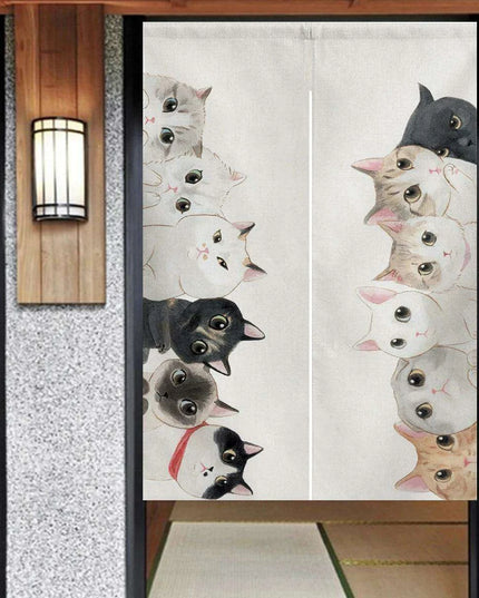Enchanting Cat-Inspired Noren Tapestry Curtain for Chic Home Styling