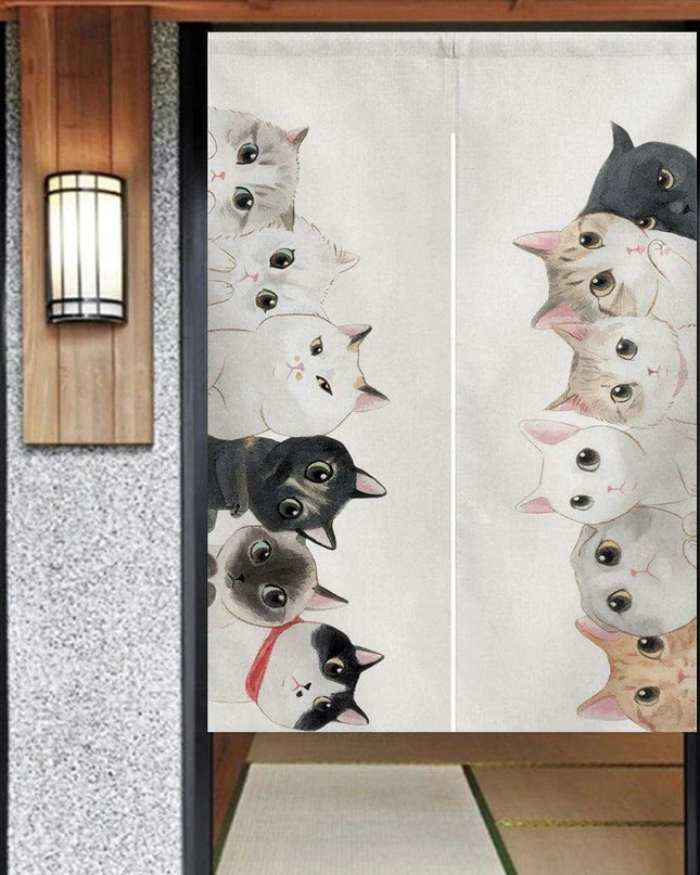 Enchanting Cat-Inspired Noren Tapestry Curtain for Chic Home Styling