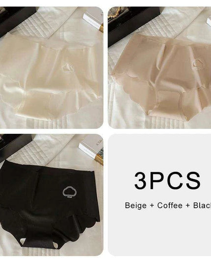 3-Pack Women's Luxurious Ice Silk Mid-Rise Briefs - Ultimate Comfort Seamless Lingerie