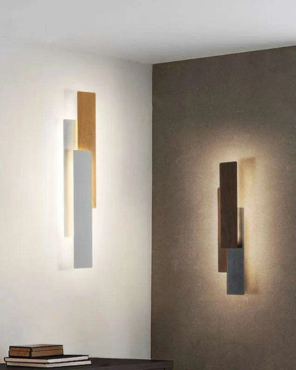 Elegant Walnut Wood Remote-Controlled Wall Sconce for Modern Home Illumination