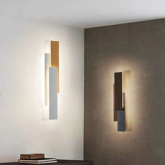 Elegant Walnut Wood Remote-Controlled Wall Sconce for Modern Home Illumination