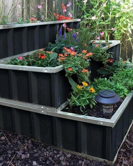 Stylish 3-Tier Galvanized Steel Raised Garden Bed Kit for Modern Planting