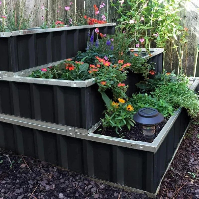 Stylish 3-Tier Galvanized Steel Raised Garden Bed Kit for Modern Planting