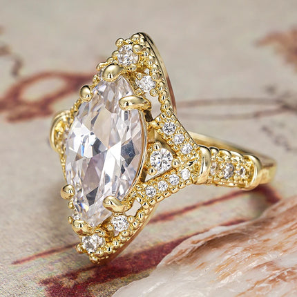 Huitan Sparkling Cubic Zirconia Engagement Ring - Elegant Wedding Jewe