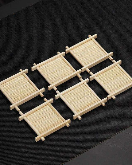 Set of 6 Stylish Natural Bamboo Square Coasters for Elegant Tea and Dessert Serving