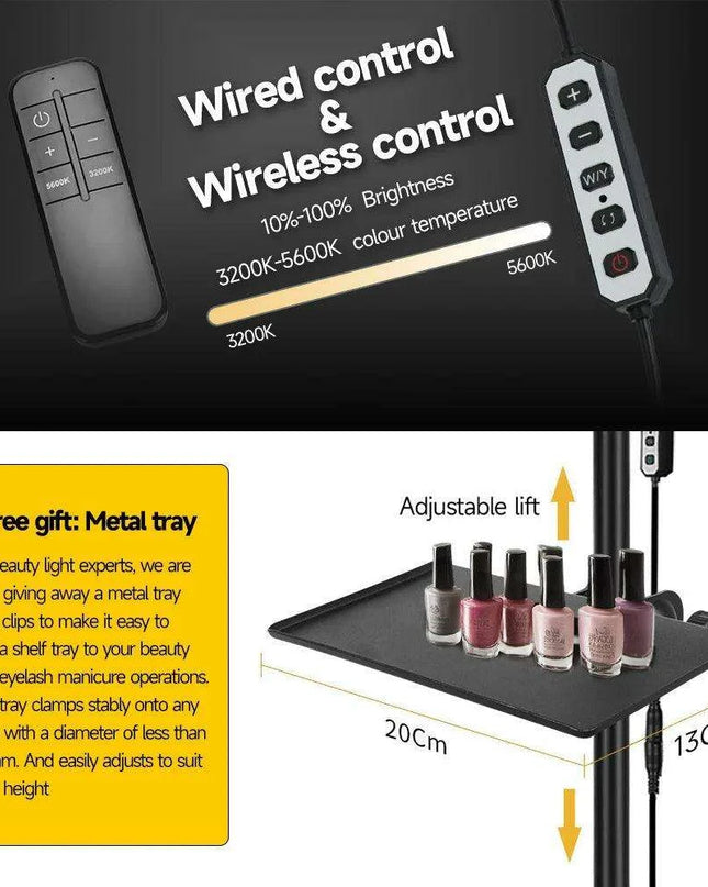 Professional LED Nail Salon Lamp with Remote Control and Built-in Metal Tray for Enhanced Beauty Treatments