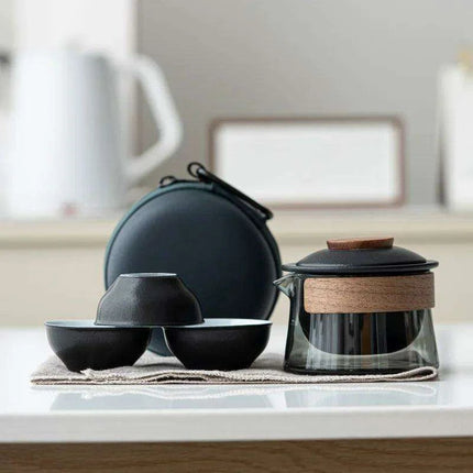 Zen Tea Ritual Travel Kit - Elegant Teapot, Cups, and Bowl Set for Tea Lovers on the Go