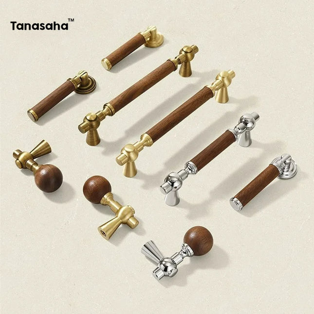 Walnut Cabinet Handles Brass Kitchen Cupboard Door Pulls Wooden Drawer Knobs Wardrobe Door Knob Furniture Hardware walnut-cabinet-handles-brass-kitchen-cupboard-door-pulls-wooden-drawer-knobs-wardrobe-door-knob-furniture-hardware-4