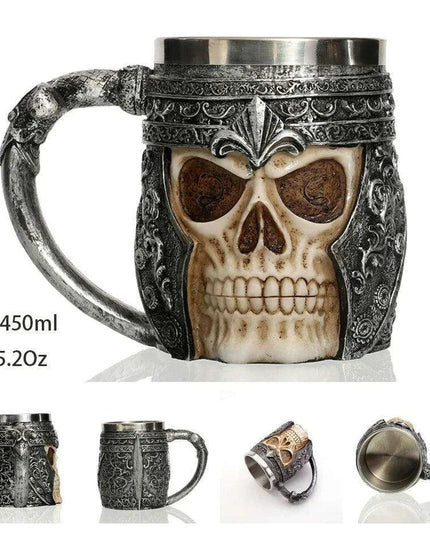 Skull Viking Pirate Tankard: Resin Steel Drinking Vessel & Decor Accent